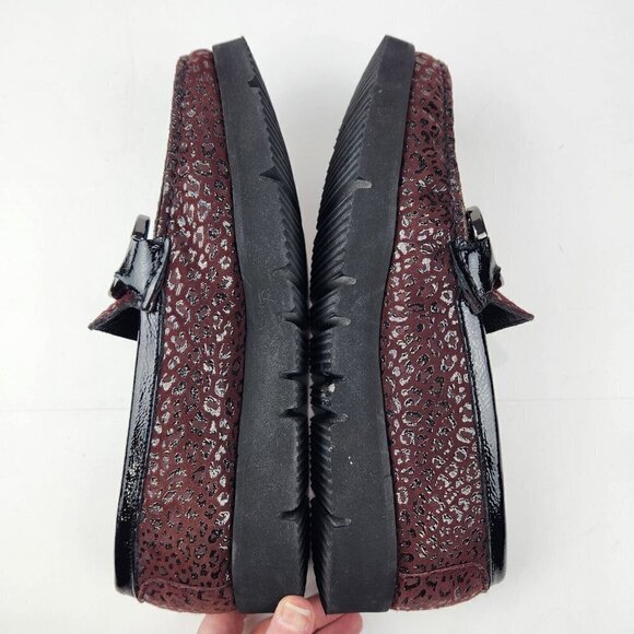 Di Chenzo Platform Loafer Womens 9.5/10 Ocelot Burgundy Leather Italian Leopard - Picture 4 of 13